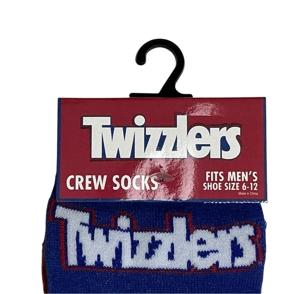 Twizzlers Crew Socks Novelty Funny Red White Blue Unisex Men OS 6-12